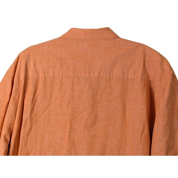 Cubavera Men Size XL Solid Orange Cotton & Linen Short Sleeve Casual Cuban Shirt - Picture 15 of 16